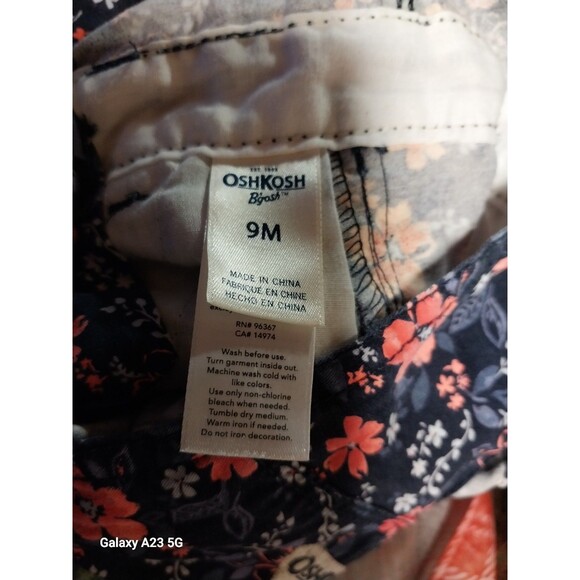 Osh Kosh Girls Blue Floral Overalls (Size: 9M) - Picture 4 of 5